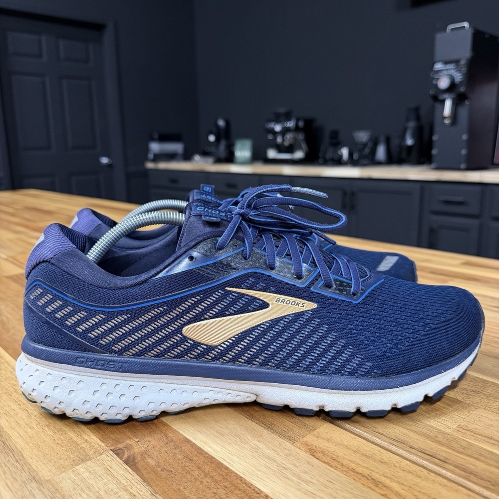 Brooks Men's Ghost 12 Running Shoes US Size 12.5 Navy Blue Gold